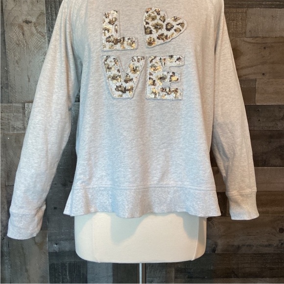 Style & Co sweatshirt large sparkly leopard print sequins Lovecore low key luxe - Picture 4 of 12